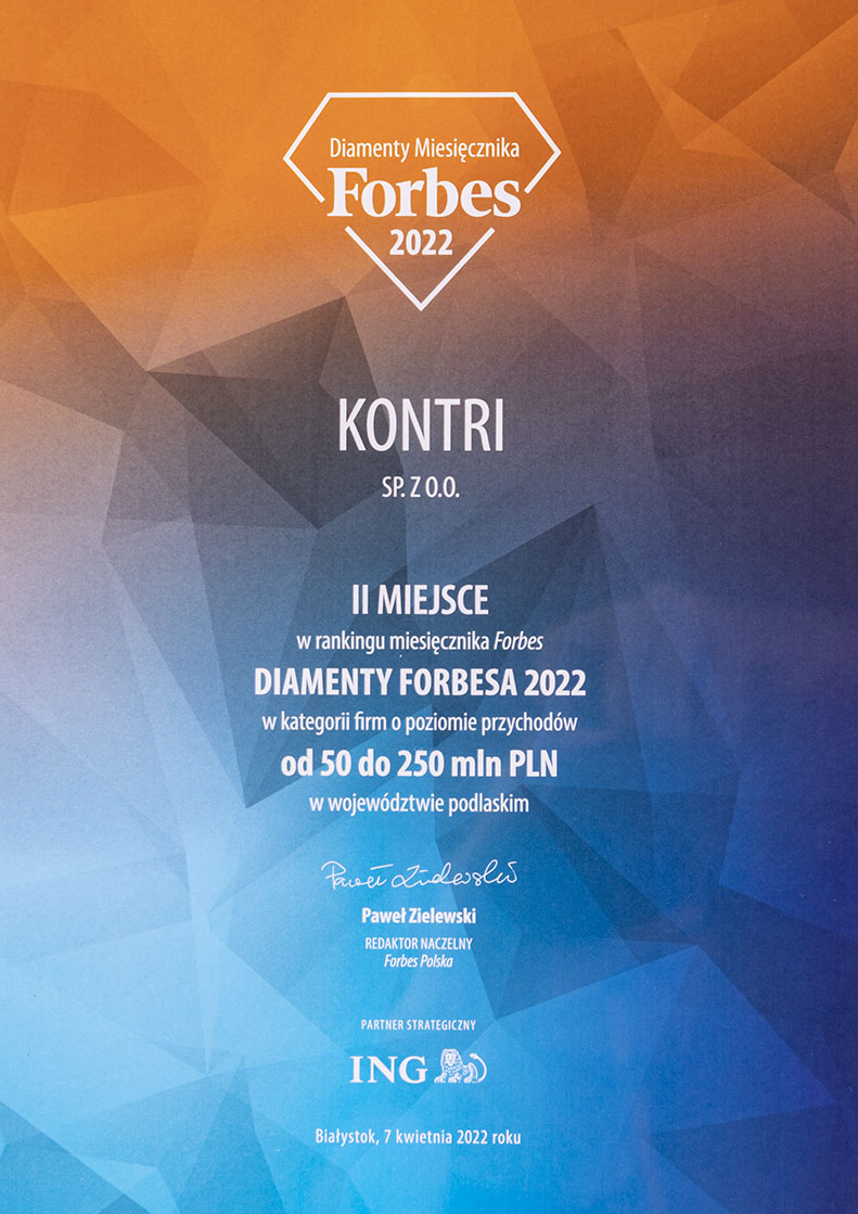 Kontri sp. z o.o. Diamenty Forbesa 2022